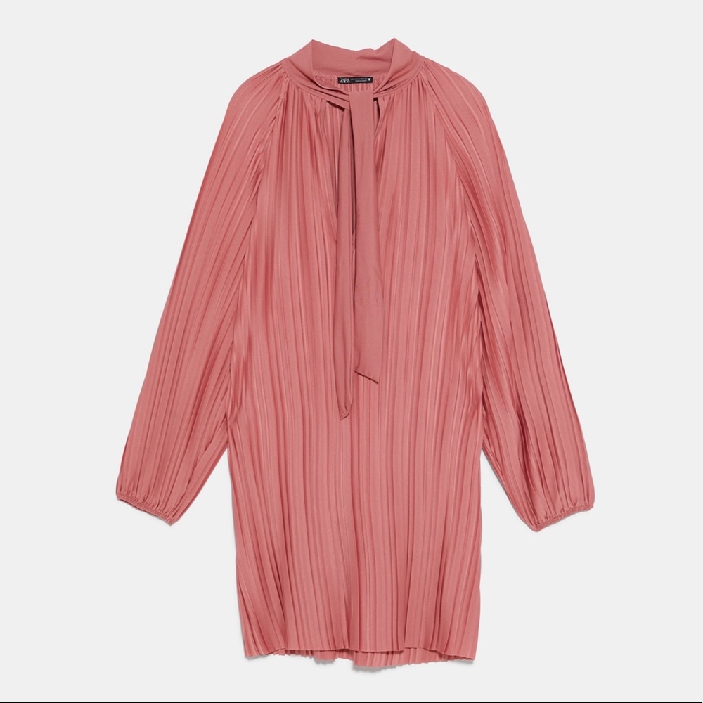 ZARA Pink Pleated Dress - Picture 8 of 8
